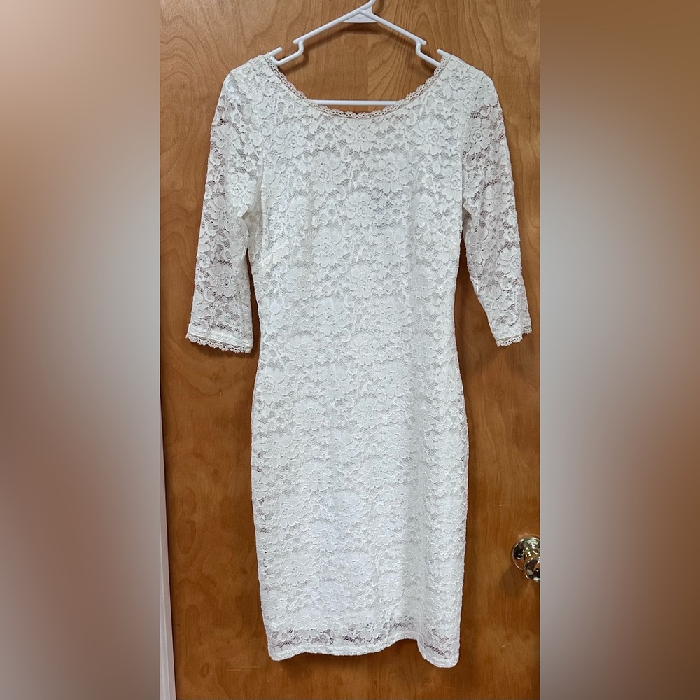 White lace dress.  Size 6.   Only worn once.